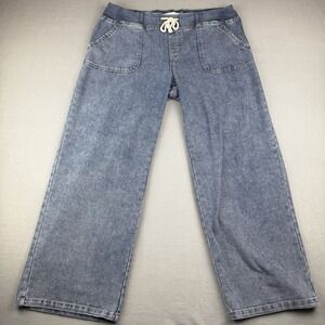 NoBo Y2K Wide Leg Pull On Denim Jeans Drawstring Waist Skater Oversized Baggy L